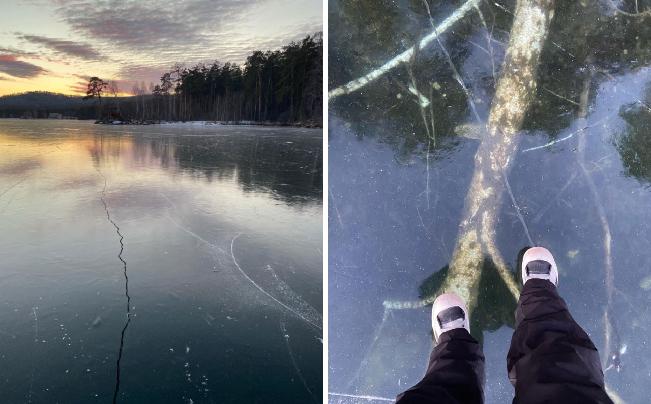 Ледяное озеро в Челябинской области покрылось гигантскими трещинами