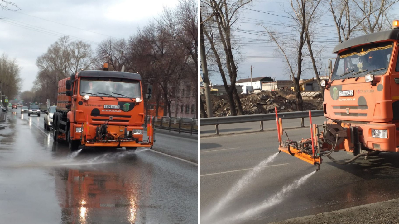 Улицы Челябинска начали мыть специальным шампунем