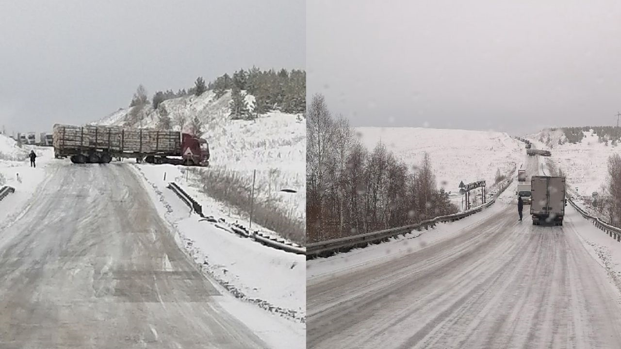 Фуры буксуют: снегопад затормозил движение транспорта в Челябинской области