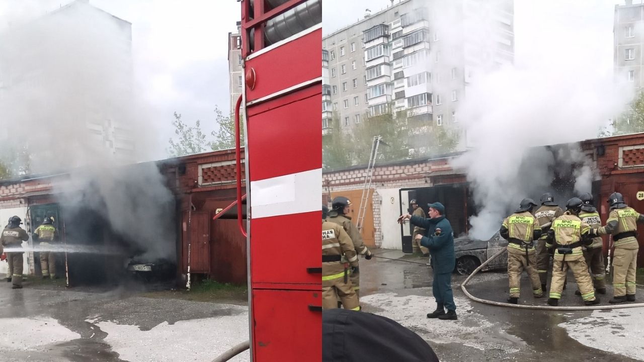 В Челябинской области автомобиль загорелся в гараже