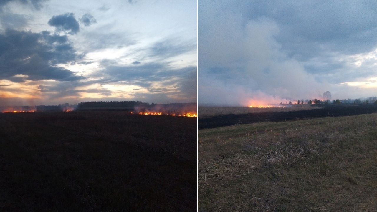 Горящая трава едва не уничтожила поселок в Челябинской области