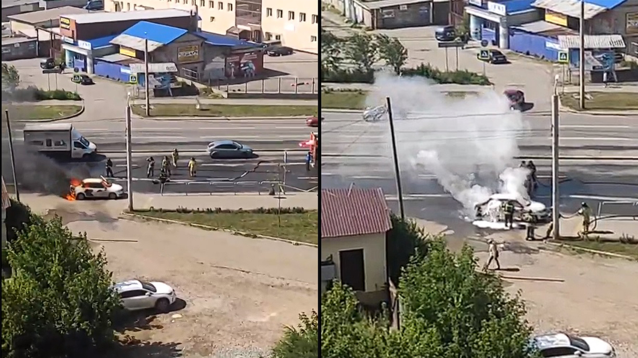 Сгорел дотла: в Челябинске на ходу загорелся автомобиль