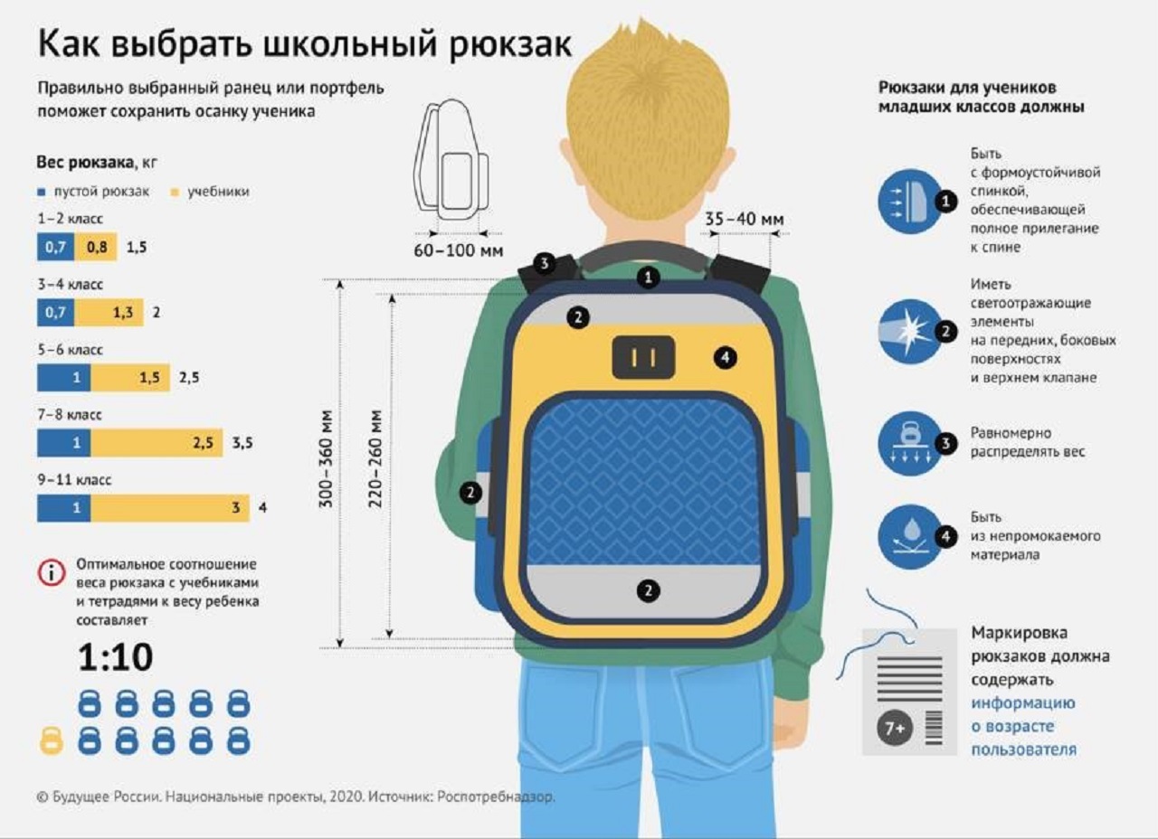 Как выбрать безопасный ранец для школьника, рассказали в Роспотребнадзоре