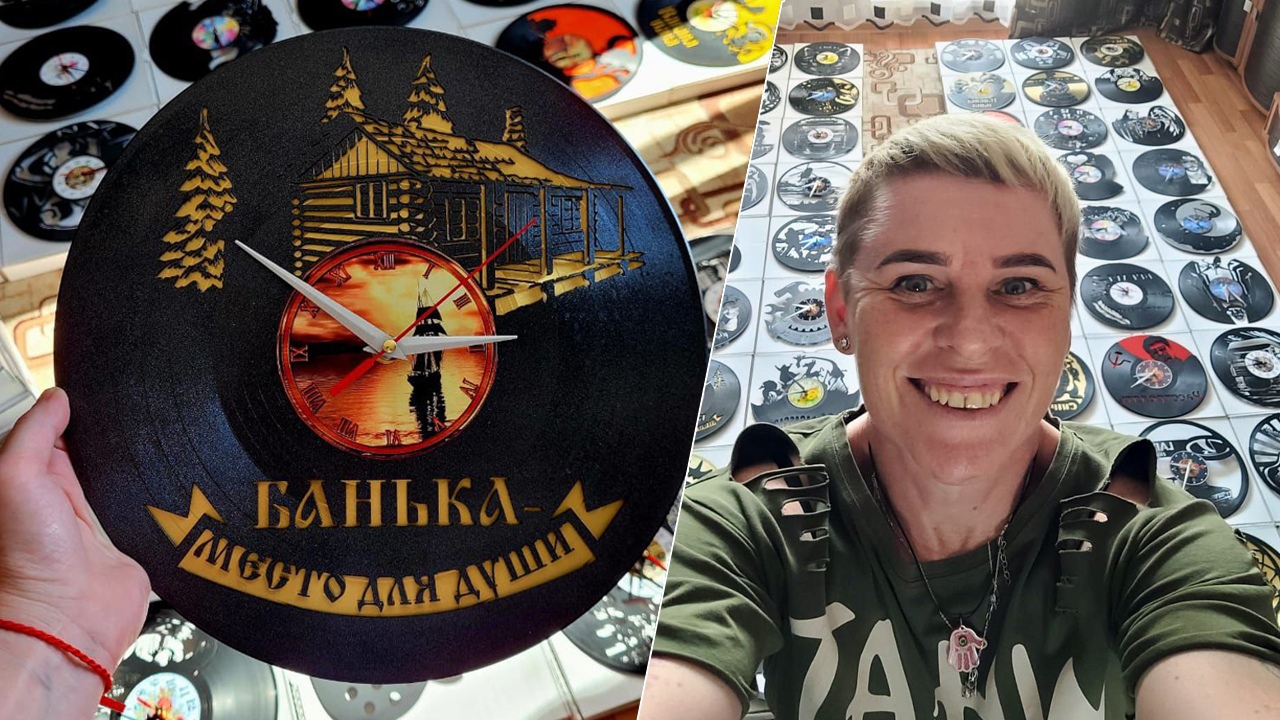 Жительница Челябинска делает часы из виниловых пластинок