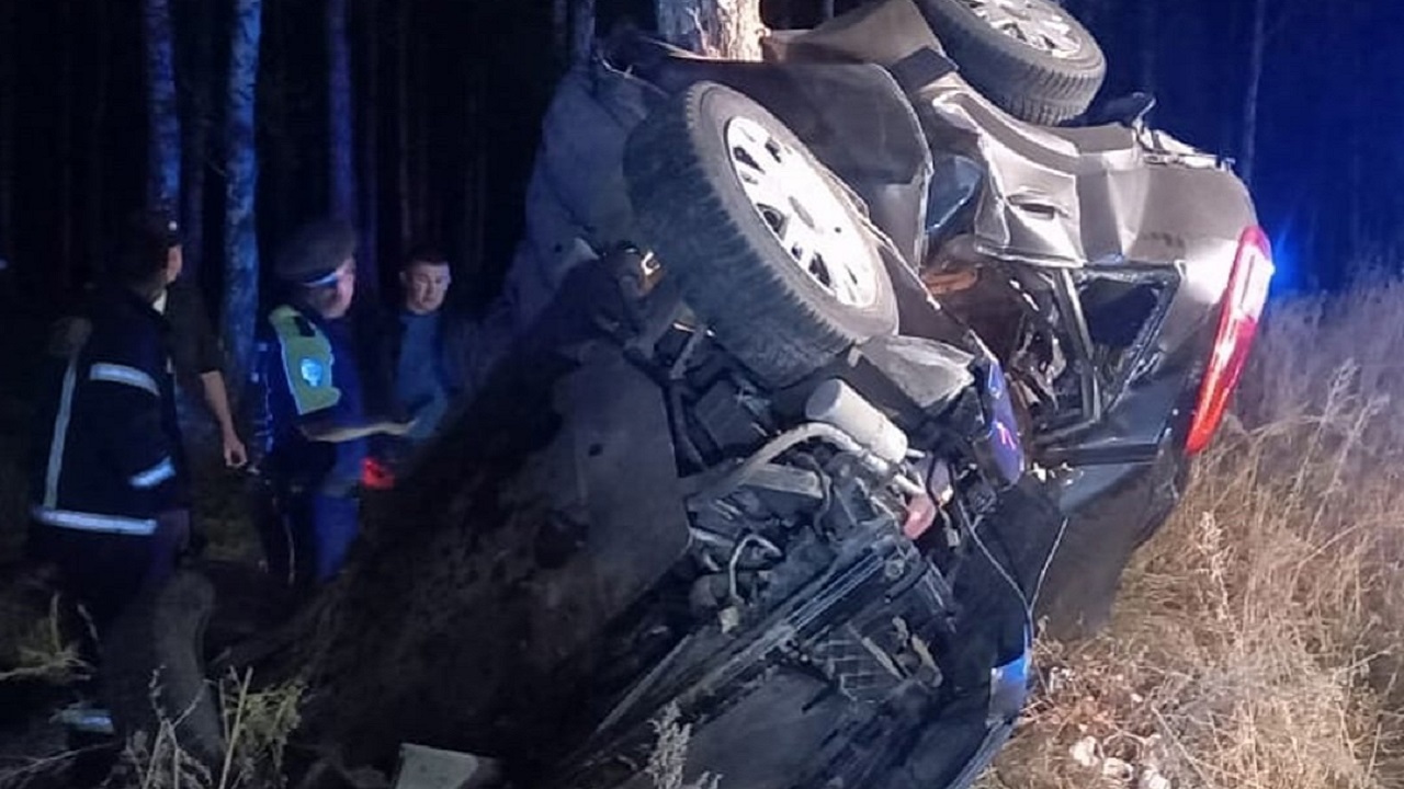 Сложилась пополам: иномарка врезалась в дерево на Южном Урале, водитель погиб