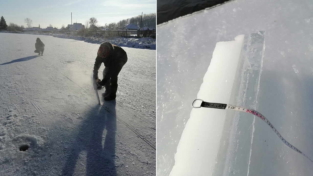 Моржи в Челябинской области вырезали 25-метровую прорубь