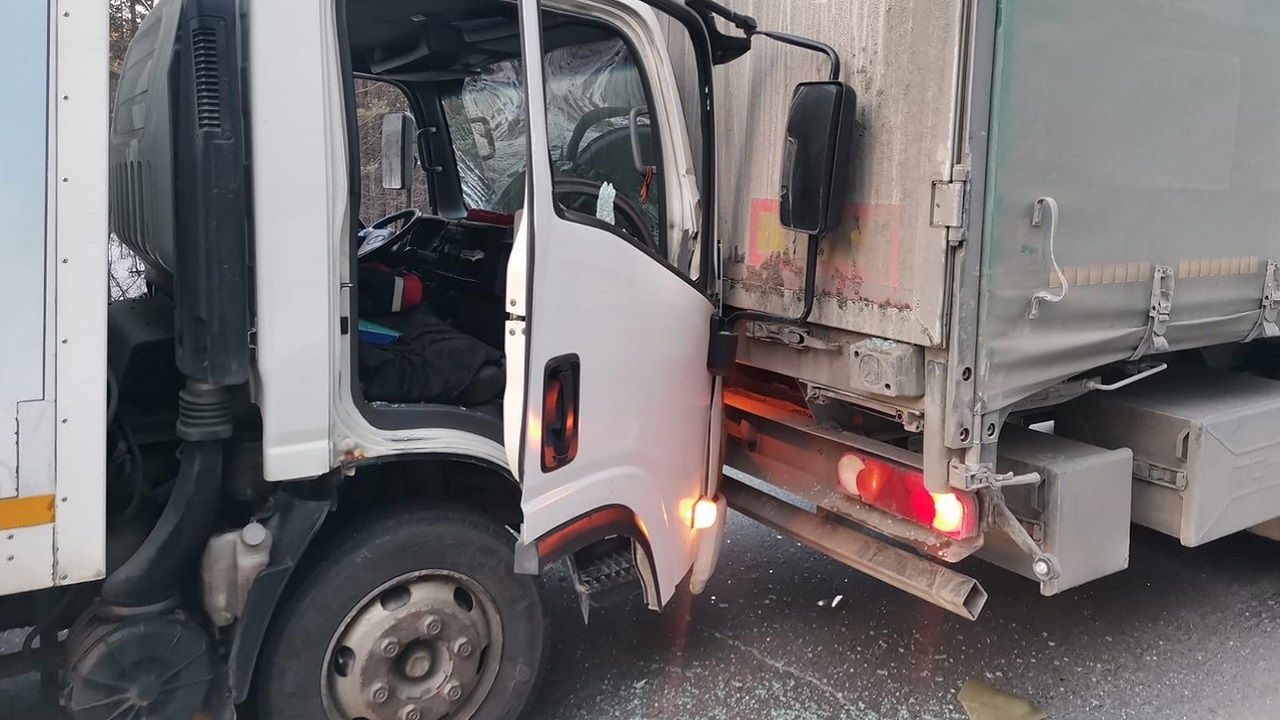 Два грузовика столкнулись на трассе в Челябинской области