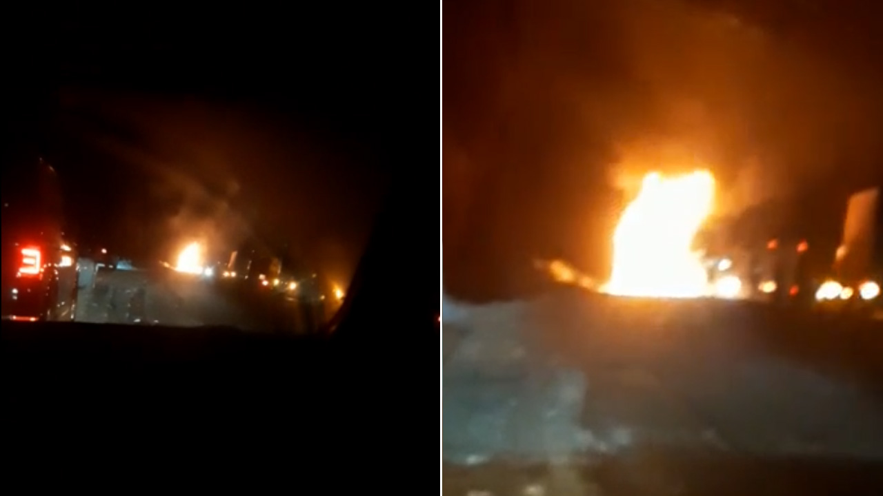 Фура загорелась на трассе М5 в Челябинской области ВИДЕО