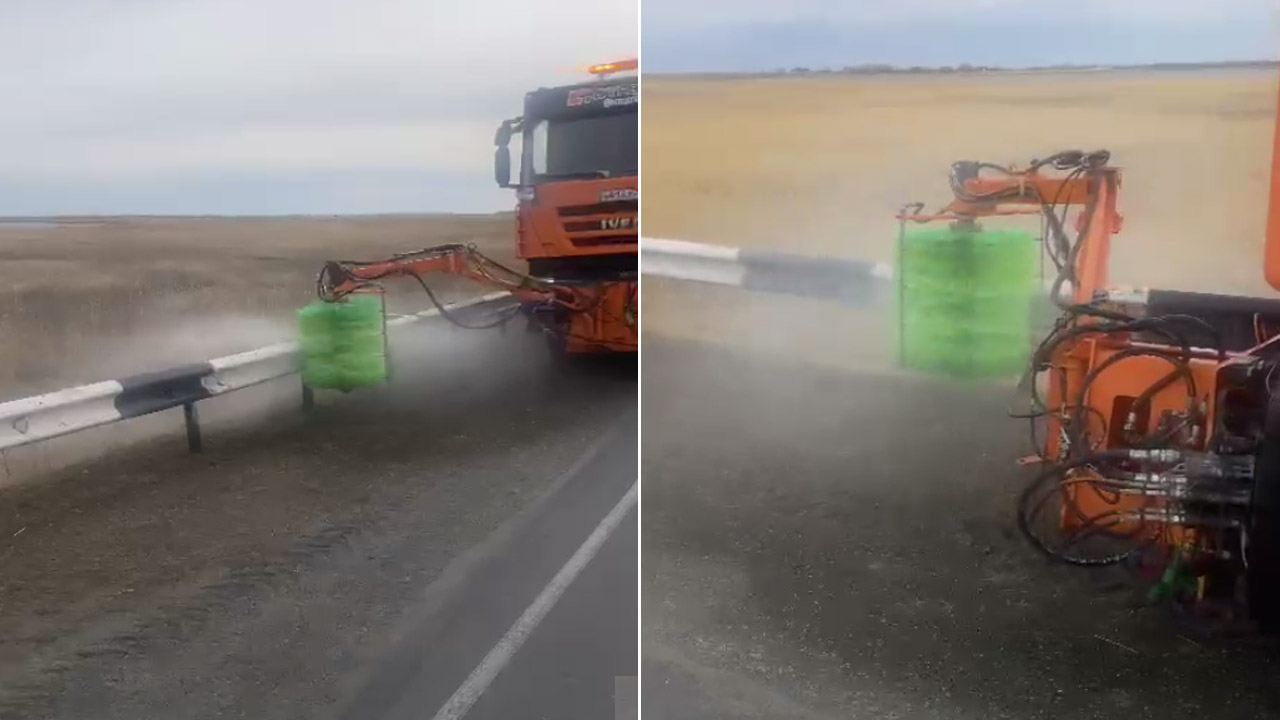 В Челябинской области показали, как моют ограждения на трассах