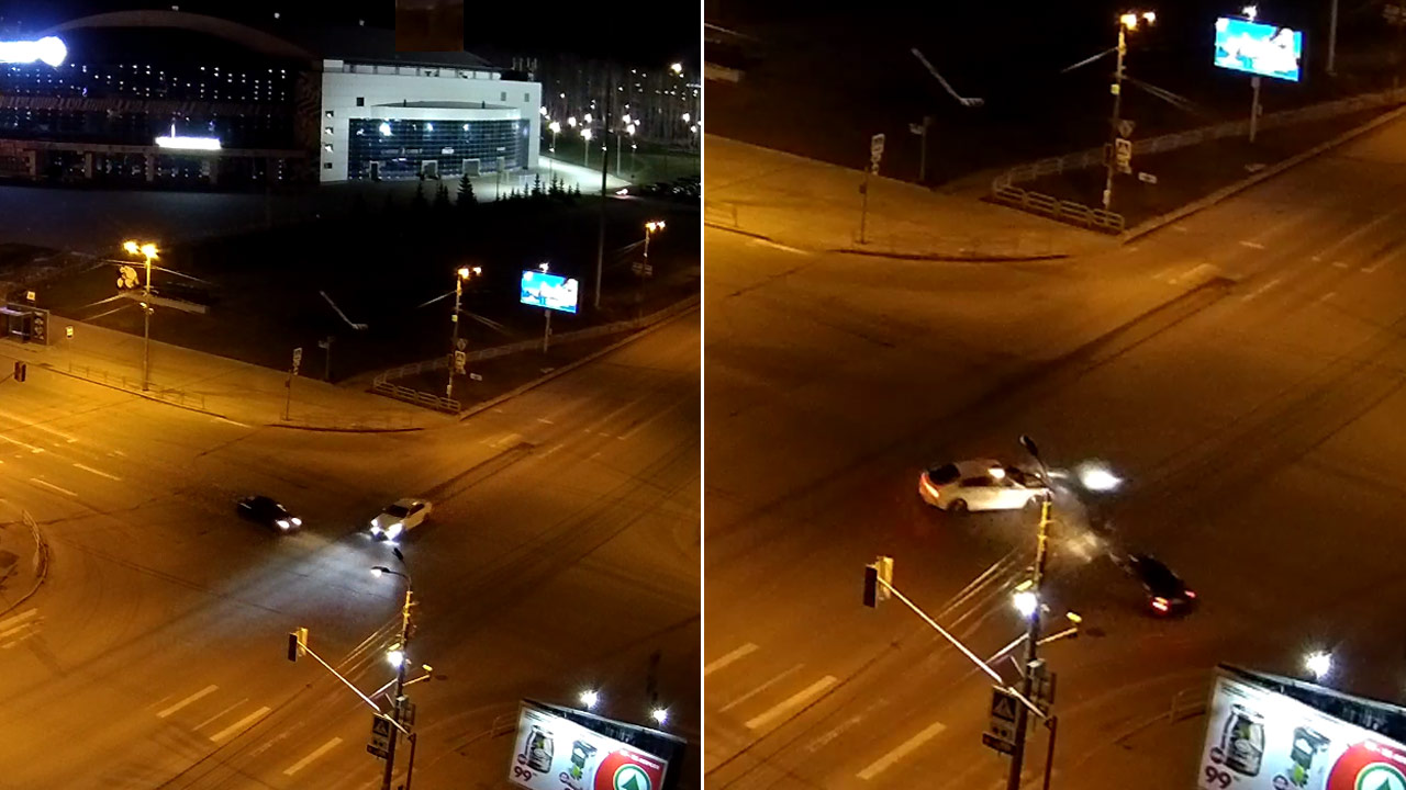 Автомобиль перевернулся после ДТП в Челябинске ВИДЕО