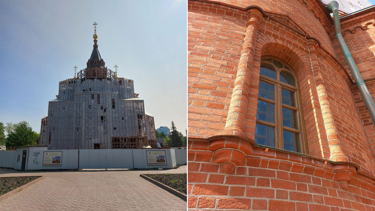 Первая мозаика появилась на фасаде храма Александра Невского в Челябинске