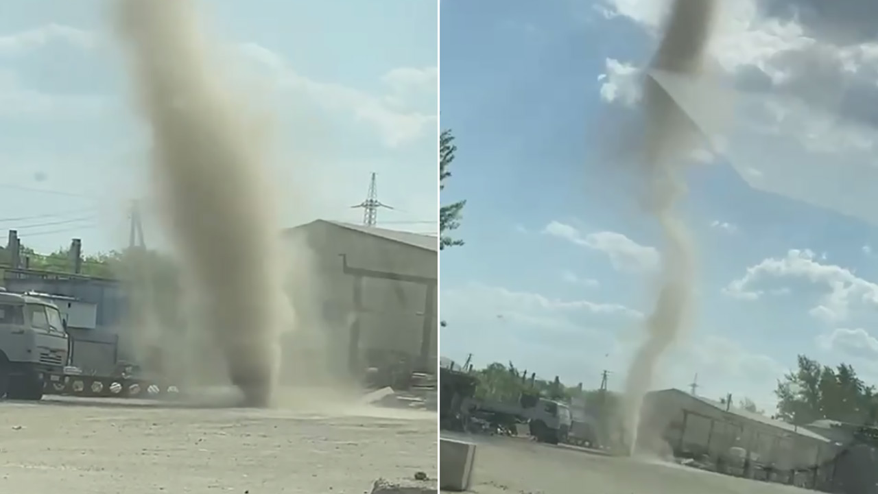 Огромный пыльный вихрь сняли на видео в Челябинске