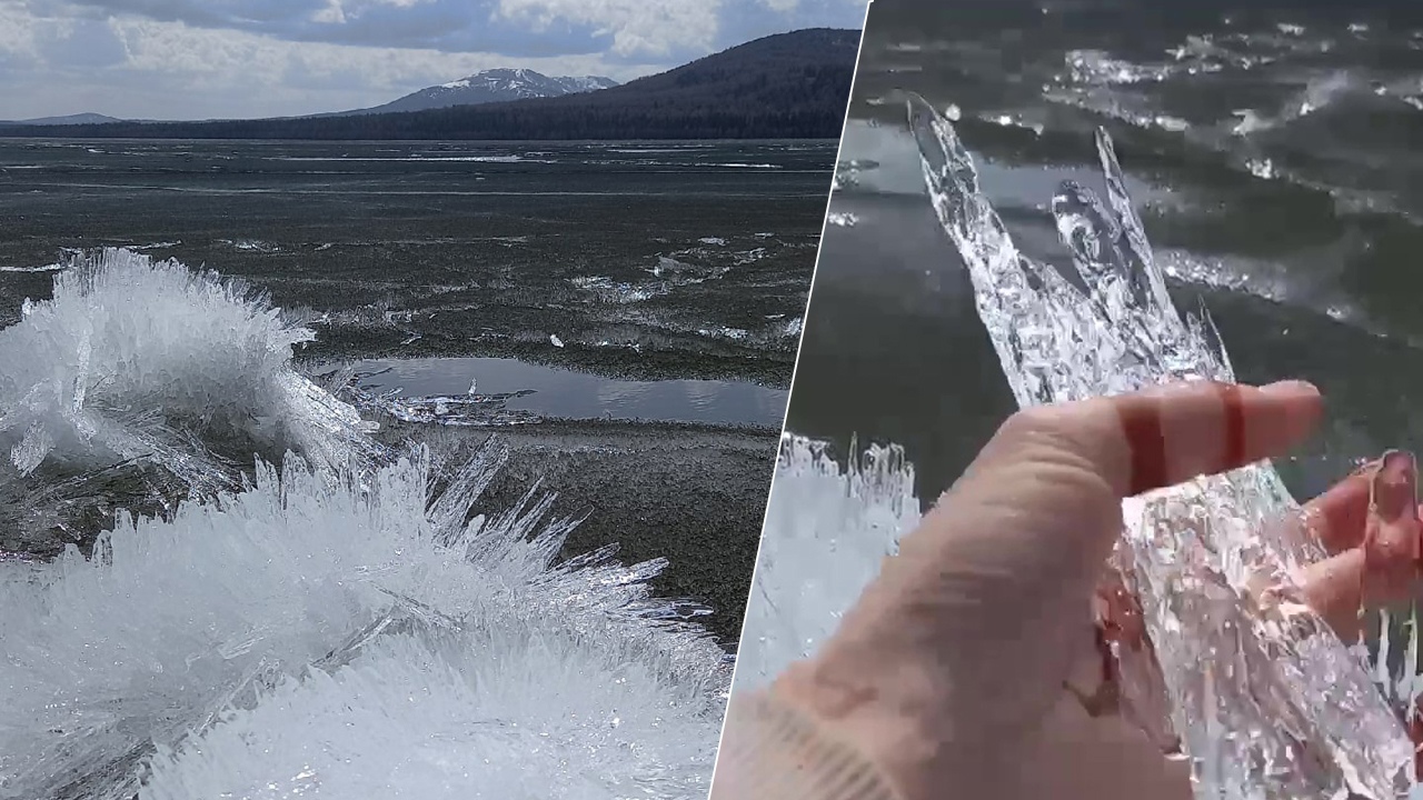 Лед в озере шипит: удивительное явление сняли на видео в Челябинской области