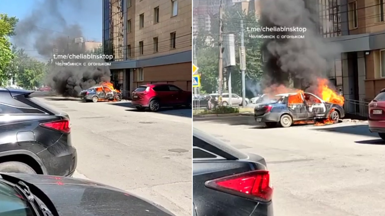 Припаркованный автомобиль загорелся в Челябинске