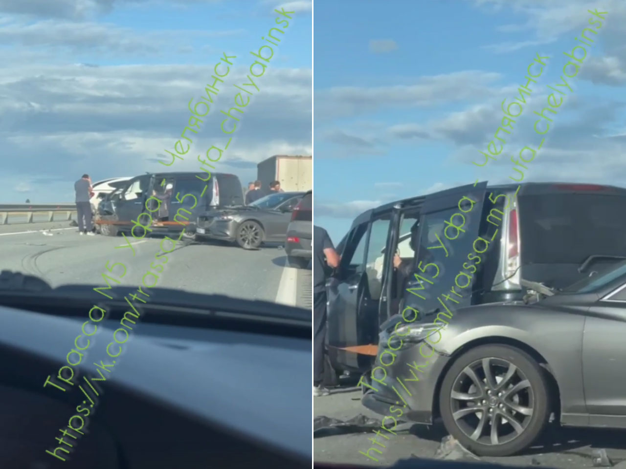 ДТП с тремя автомобилями перекрыло проезд на М5 в Челябинской области