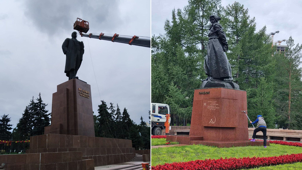 В Челябинске помыли памятники перед Днем города