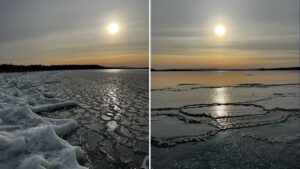 Необычные узоры на воде: озеро в Челябинской области покрылось живописным льдом