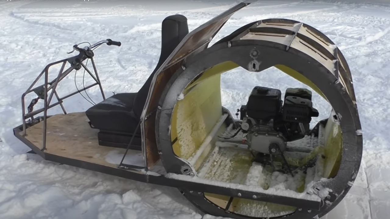 Проходимый снегоход на одном колесе создал житель Челябинской области