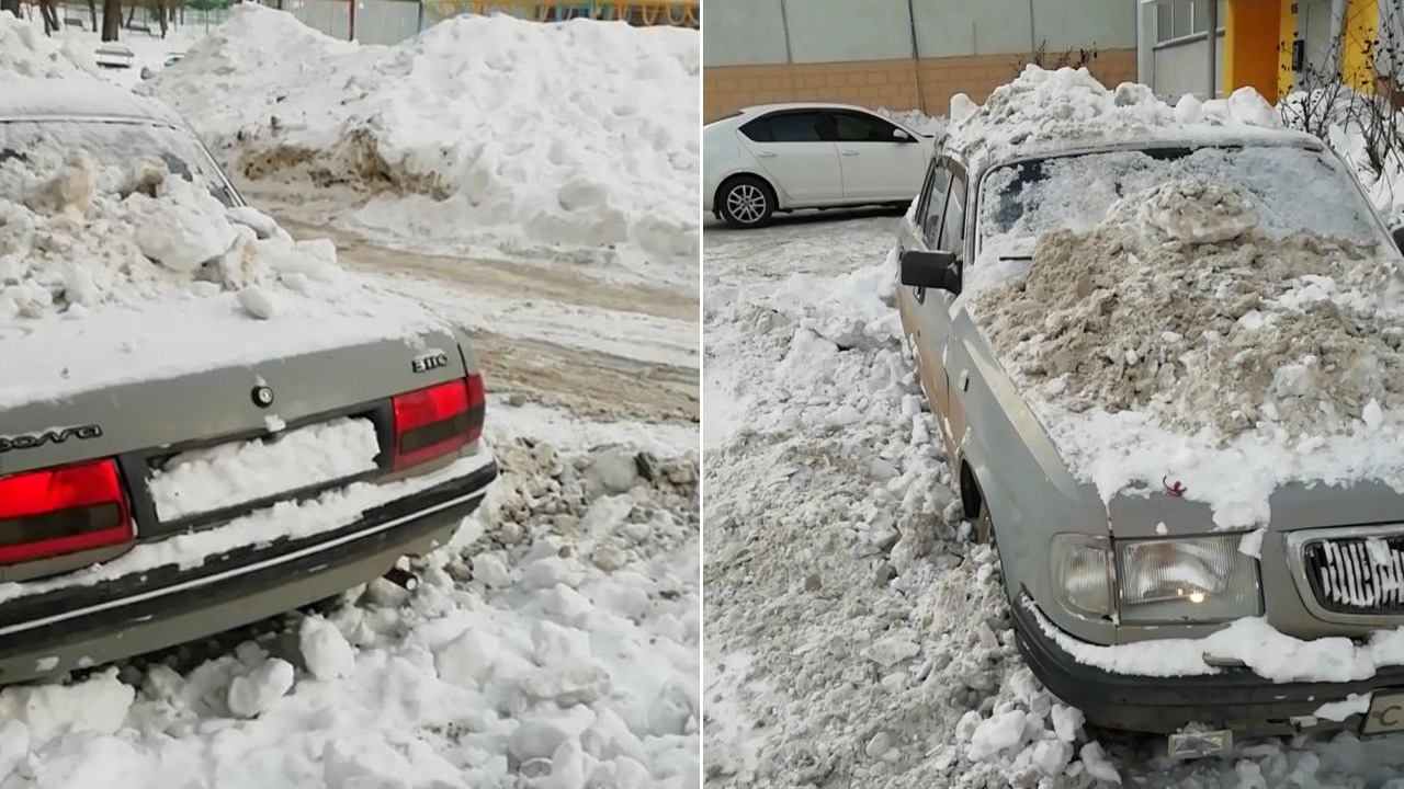 Во дворе Челябинска забросали снегом автомобиль участника СВО
