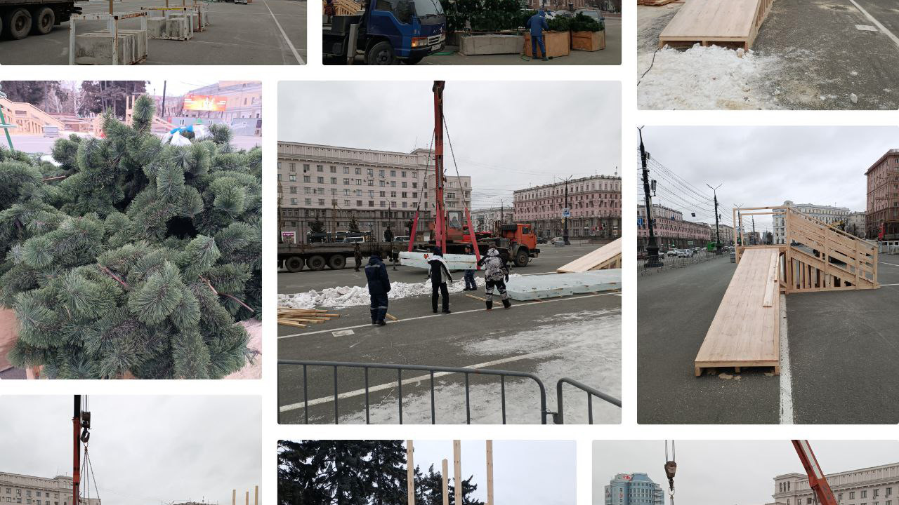 На площадь Революции в Челябинске привезли первый лед для новогоднего городка На площадь Революции в Челябинске привезли первый лед для новогоднего городка