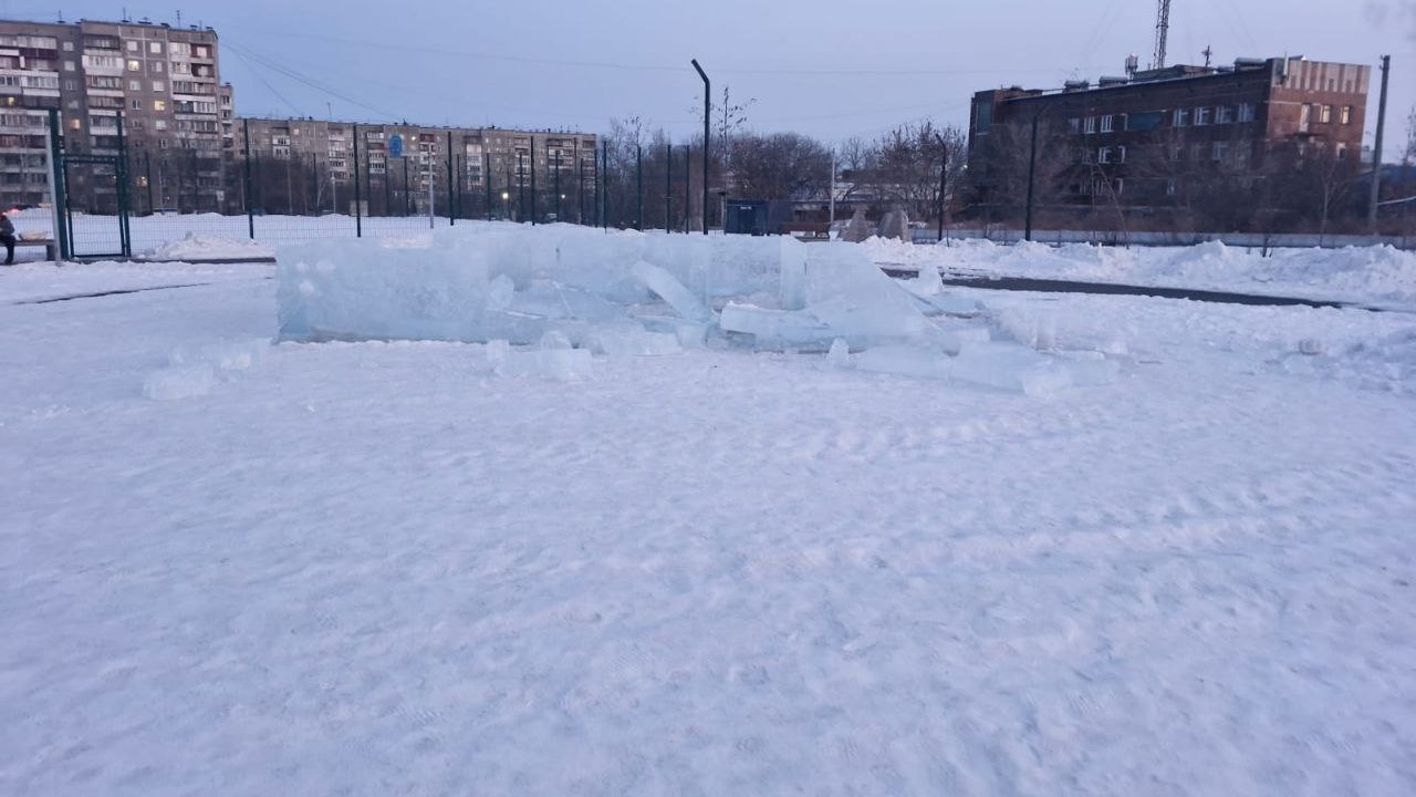 Теперь только сносить: в Челябинске вандалы разрушили ледовый городок Теперь только сносить: в Челябинске вандалы разрушили ледовый городок