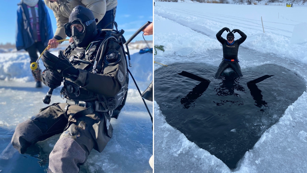 Прорубь в форме сердца появилась на водоеме в Челябинской области