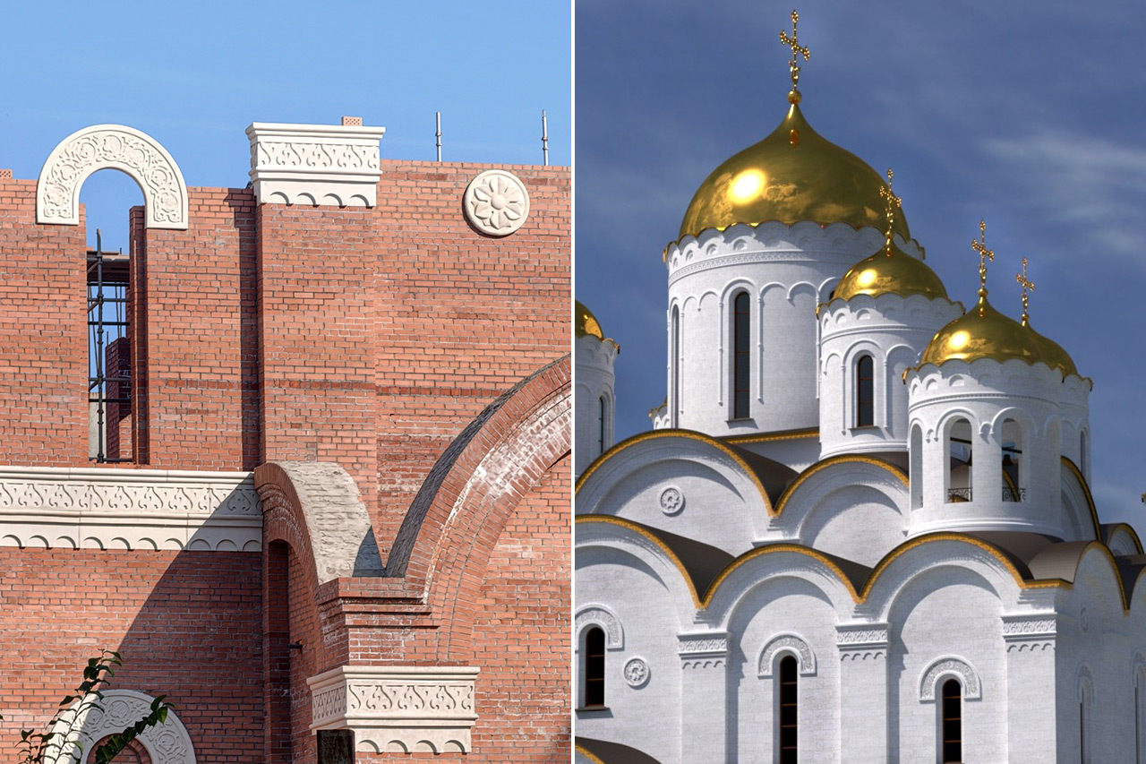 В Челябинске показали, как украшают фасад нового собора в Ленинском районе